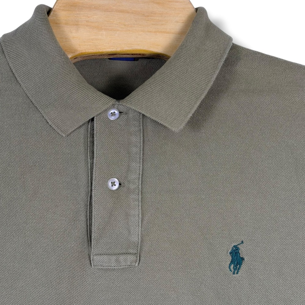 Polo Ralph Lauren Polo Shirt Mens Large Olive Green Classic Pique Cotton Logo